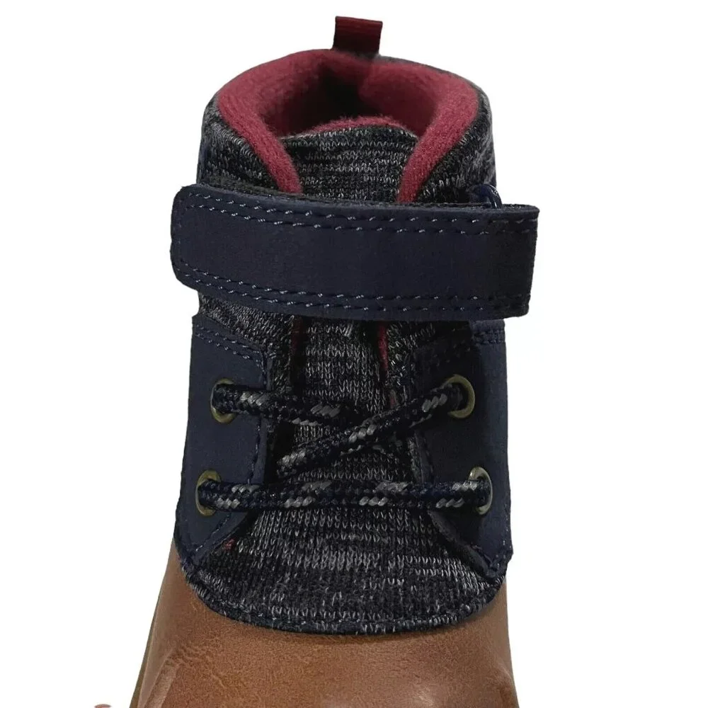 Carter's Toddler Boy's Duck Boots Size 10 Navy Blue/Brown‎ Slip-on Style Shoes